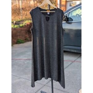 Ruby Rd Black Metallic Sparkle Asymmetrical‎ Dress XL Sleeveless Shimmer Party